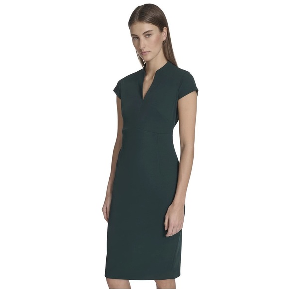 Andrew Marc Dark Green Cap Sleeve Midi Dress | Workwear | NWT - Picture 6 of 8